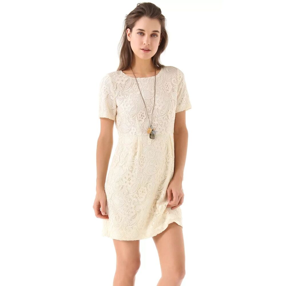 Madewell GUC Broadway & Broome Birdcage Lace Dress Cream Beige sz 4